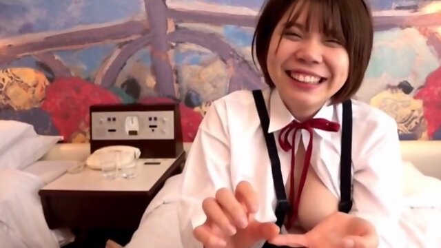 Smiley Asian schoolgirl with sizable tits gets boned good