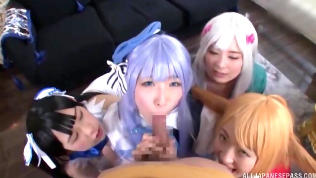 Japanese cosplay leads teen angels to insane cock sharing