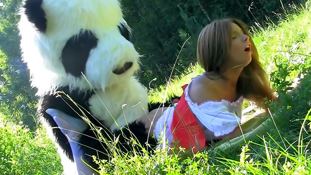 Young slut gets fucked by panda bear