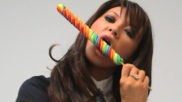 Perverted schoolgirl Natalia Forrest sucking sweets