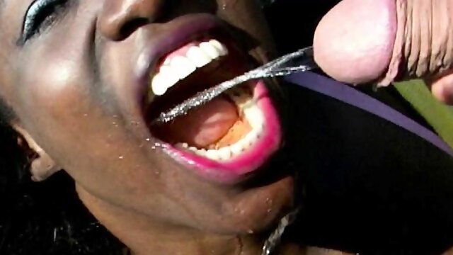 African Babe Slave Deepthroating With Cock