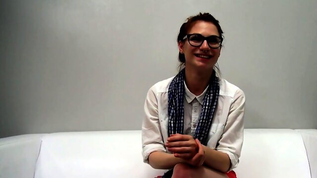 Nerdy amateur teen interviewed and fucked in porn audition