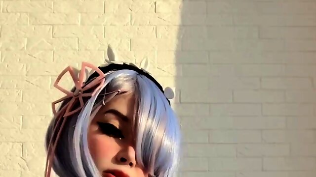 Kinky Japanese camgirl in lingerie fingers her shaved cunt