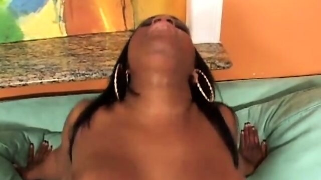 Ebony milf with marvelous big tits orgasms on a black cock