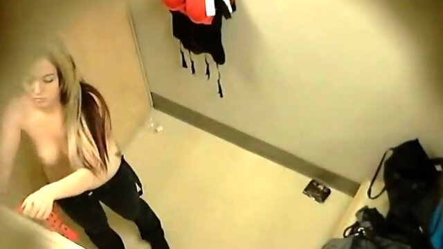 Dressing room voyeur spying on sexy babes changing clothes