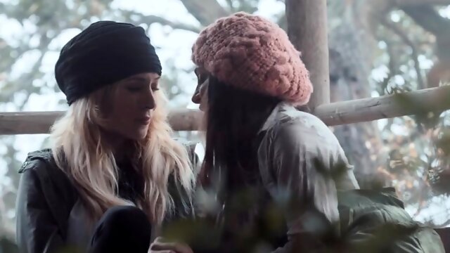 Lustful lesbians Aiden and Abigail fingerfucking pussies