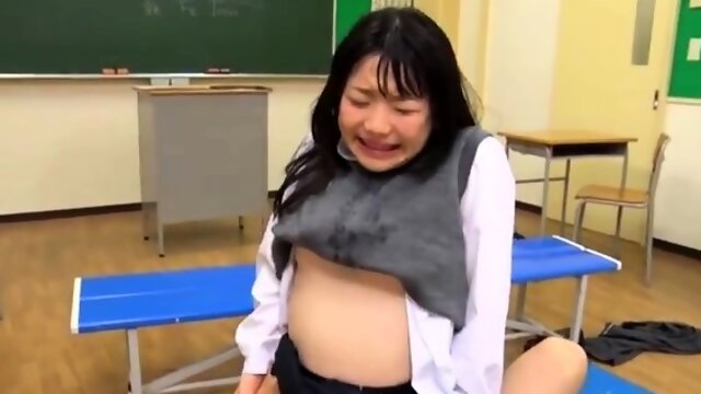 Cute Asian schoolgirl gets her tight hairy peach creampied