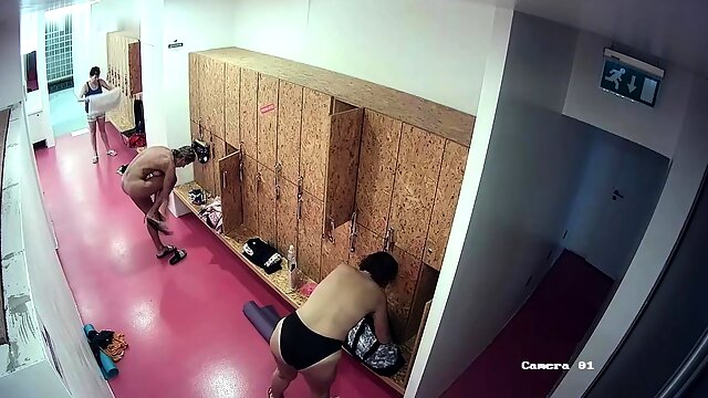 Sexy babes change clothes in the locker room on hidden cam