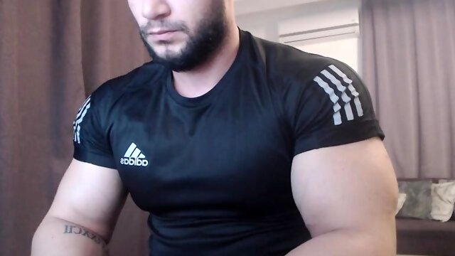 Jock gay muscle hunk jerking off