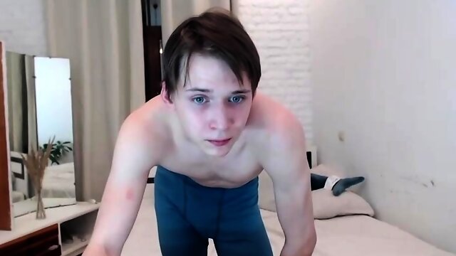 Gay twink solo for this huge cock jacking off
