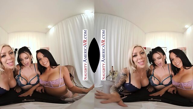 Naughty America - MILFS ride a studs big cock in VR!