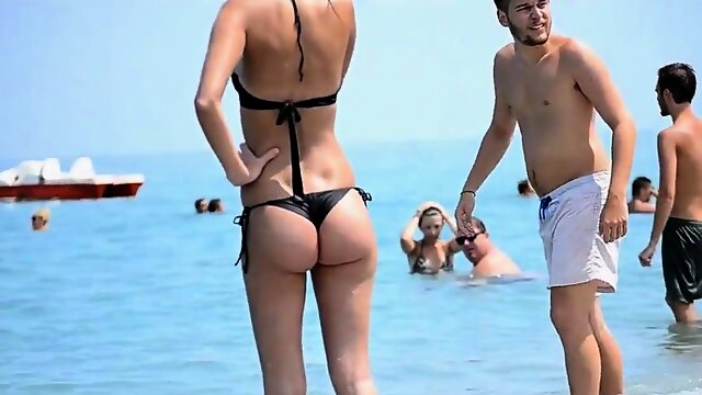 Amazing ass greek babe beach