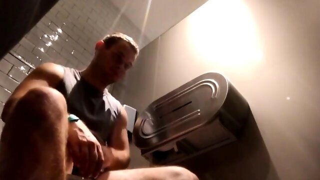 Spy hidden caught wanker in public toilet