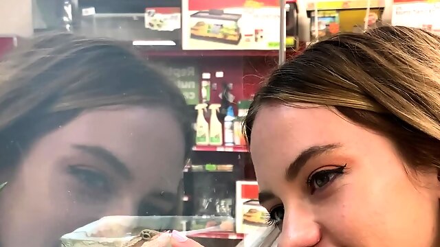 Petite Teen Khloe Kapri Exposed in Public Sucking Cock POV