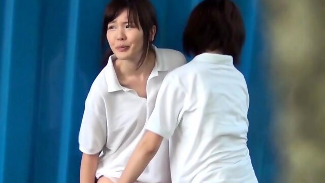 Japanese teen rubbing lesbian