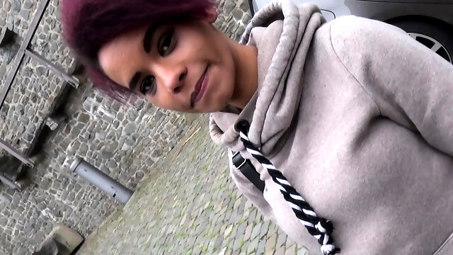 German amateur ebony teen public pick up and outdoor fuck