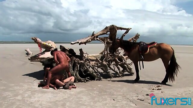 Brazilian beach threesome