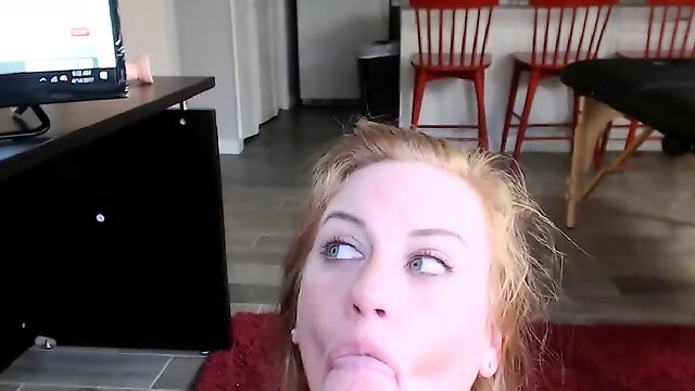 Real redhead wife gives POV blowjob