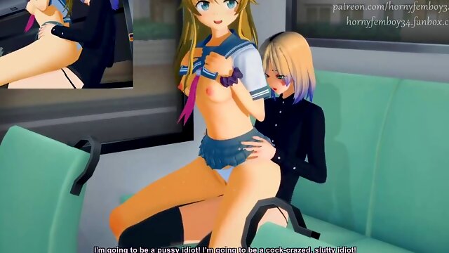 Kirino Kousaka - nasty bang-out in bus with Femboy (Oreimo)