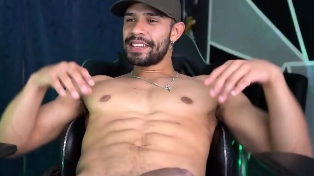 Super hot latino gay hunk solo monster cock jerking outdoors