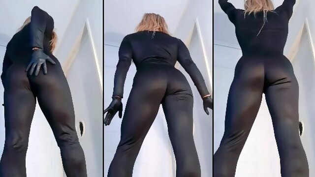 Ass in Black Catsuit