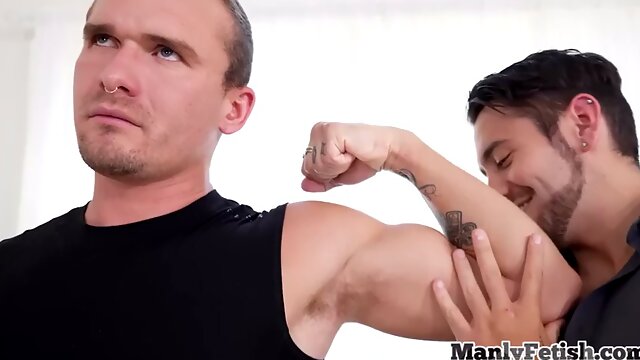 Hairy stud got an asshole in the office from his colleague after blowjob