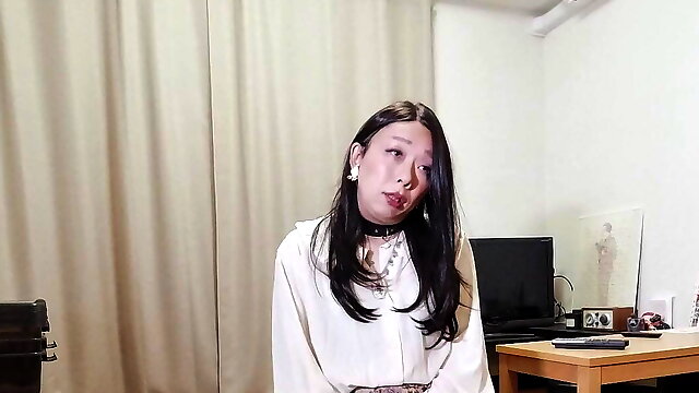 Japanese Crossdresser Dildo, Japanese Ladyboy Solo