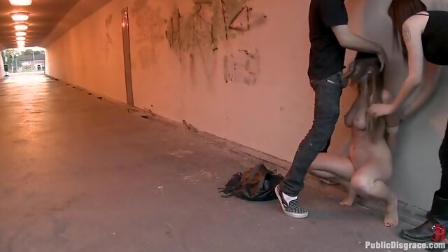 Outdoor Bondage, Exposed In Public, Streets, Bdsm Street, Double Penetration