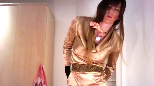 Ladyboy Gold, Silk, British, Stockings, Dress