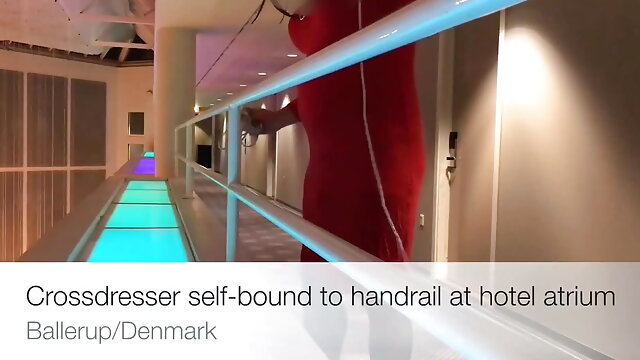 Crossdresser expose in hotel public area