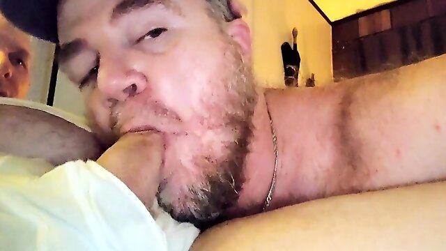 Webcamming Hairy Redneck Dad Casually Sucks Boys Cock Thru His Tighty Whities Fly While Also Enjoying His Own Pit Stink