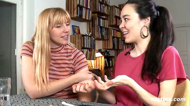 Amateur Lesbian Babes Play With the Magic Wand - Lesbian porn interview