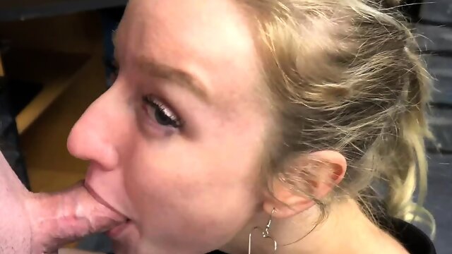 Blonde teen Sasha Sutherland gives Logan a blowjob