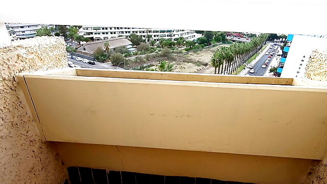 Balcony Hotel, Creampie On Pussy, Risky, Balcony Sex