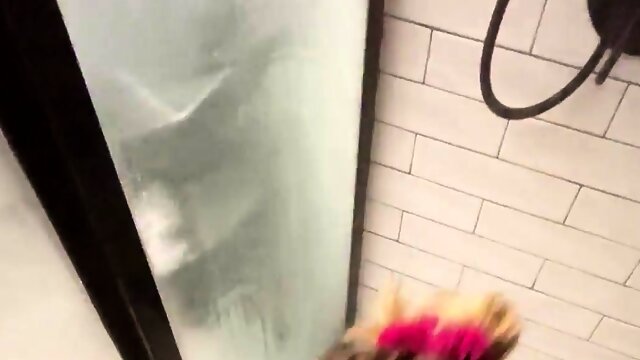 Cum starving housewife gives POV blowjob in the shower 