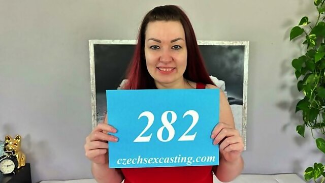 Lusty redhead model Tina is enjoying intensive dick-sucking