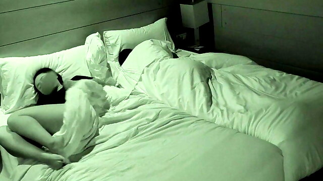 Hotel night cam catches cheating wife masturbating while husband sleps