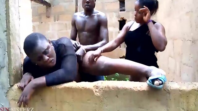 Two Sin Stepsisterz Caught Having Threesome Outside Another Compound In The Village With Another Woman Husband 6 Min