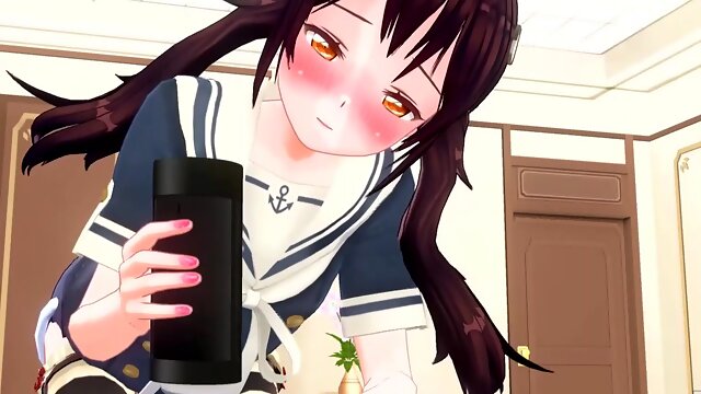 Japanese Hentai Girl shows perfect handjob with two toys [ASMR]