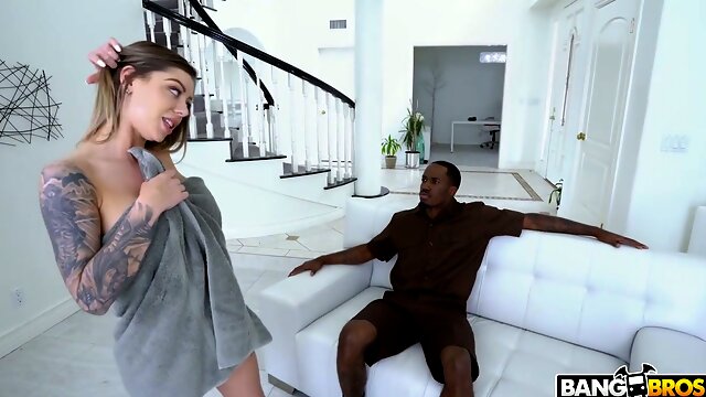 Slutty wife Karma Rx is cheating on her husband with black delivery guy