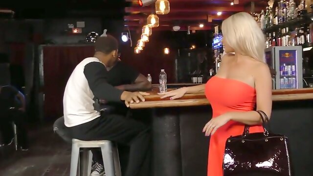 Blond hottie Rachele Richey is fucked by several black dudes at the bar