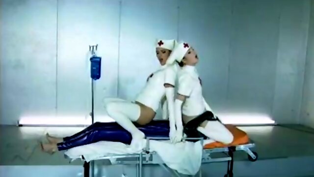 Sexy latex nurses fuck horny dude in latex bodysuit