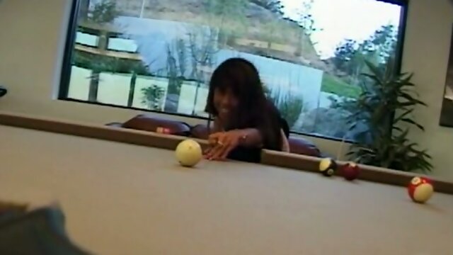 Sizzling Asian hoe Leanni Lei is fucked hard on the billiard table