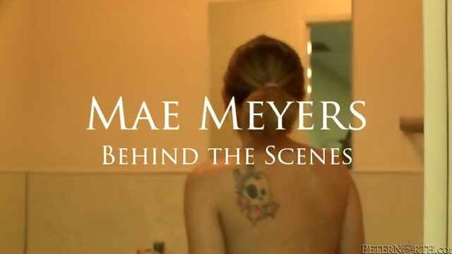 Backstage video of leggy porn actress Mae Meyerss photoshoot