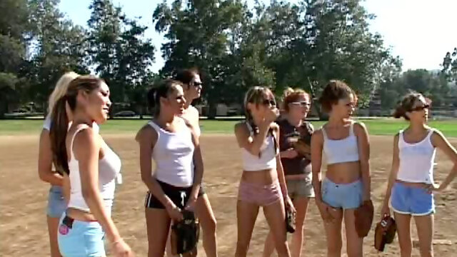 Team of extremely hot girls flirting with their trainer