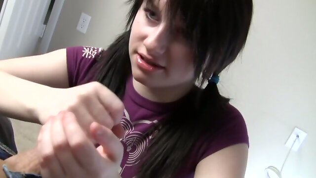 Great to watch this whore stroke my cock with her hands and shes sexy