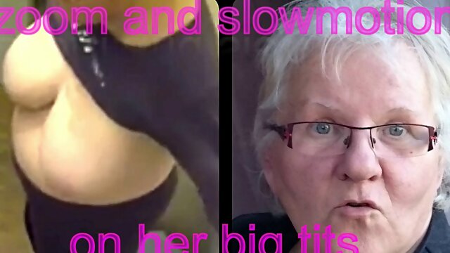 Four eyed granny with fine boobies has no idea shes been filmed