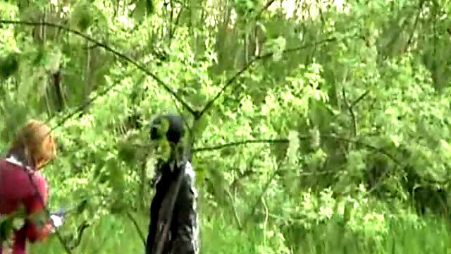 A small group of white amateur chicks in the forest pissing