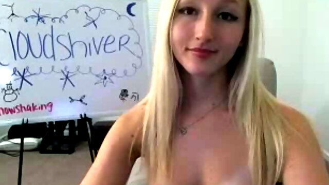 I love this cute blonde looks when she masturbates for me on webcam