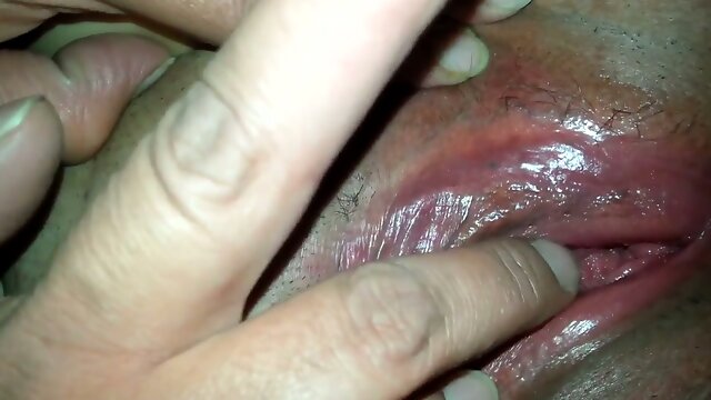 My wifes wet shaved pussy is tickled in steamy close-up vid